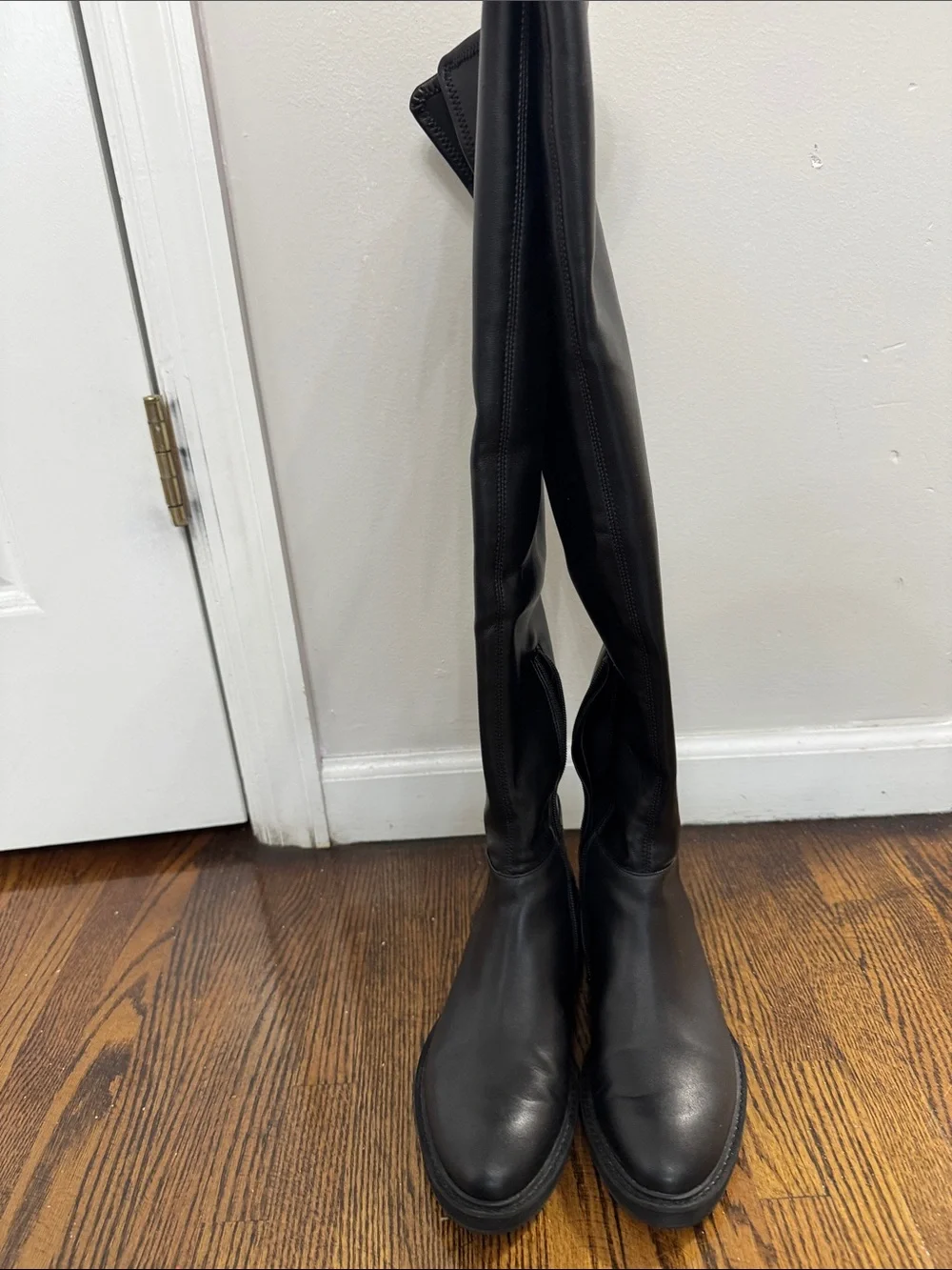 Steve Madden Women’s Leza Black Over-the-Knee Stretch Boots.